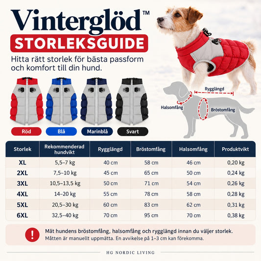 Vinterglöd™ - Vadderad hundjacka med sele